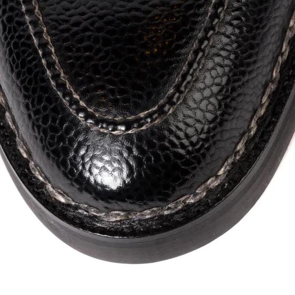 Saint Crispin's Double Monk "Apron" Made Of Black Scotch Brain Calfskin - Hand-Polished