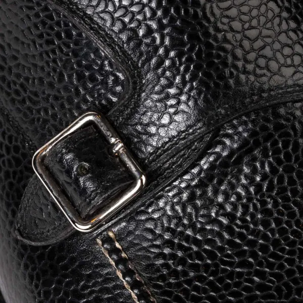 Saint Crispin's Double Monk "Apron" Made Of Black Scotch Brain Calfskin - Hand-Polished
