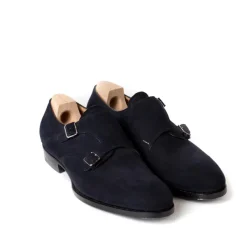 Saint Crispin's Double Monk Made Of Dark Brown Suede - Purely Handcrafted