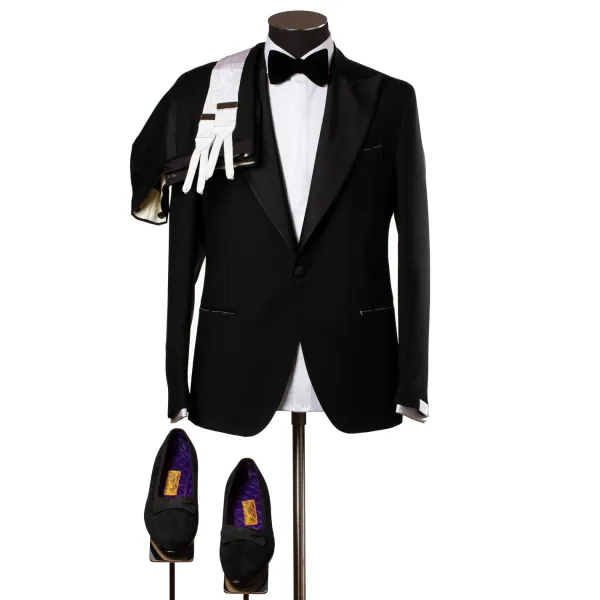 De Petrillo English Wool Blend Tuxedo "Mixed Barathea" - Handmade