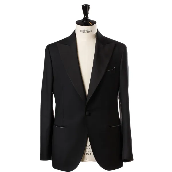 De Petrillo English Wool Blend Tuxedo "Mixed Barathea" - Handmade