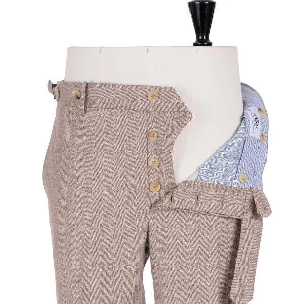 Rota Sartorial Exclusive To Michael Jondral: Sand Brown Pants In A Wool Flannel - Rot