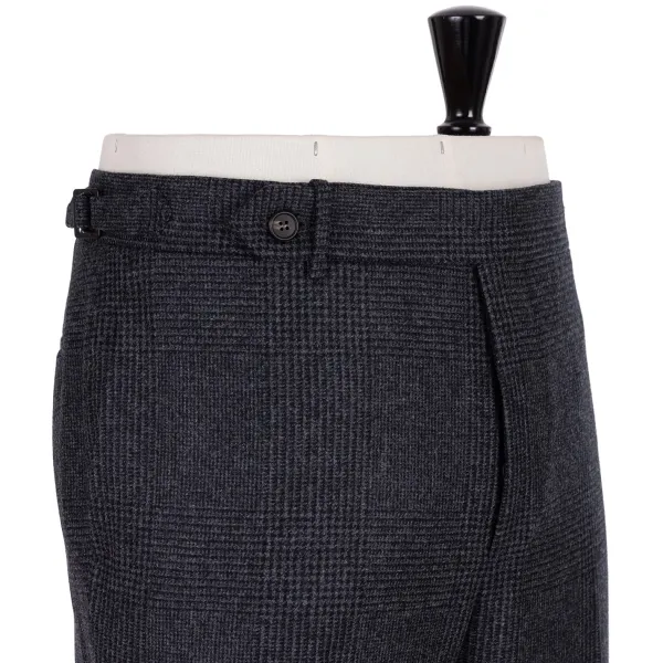 Rota Sartorial Exclusive To Michael Jondral: Grey Plaid Flannel Pants "Galles" In Pur