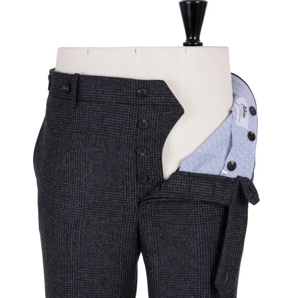 Rota Sartorial Exclusive To Michael Jondral: Grey Plaid Flannel Pants "Galles" In Pur