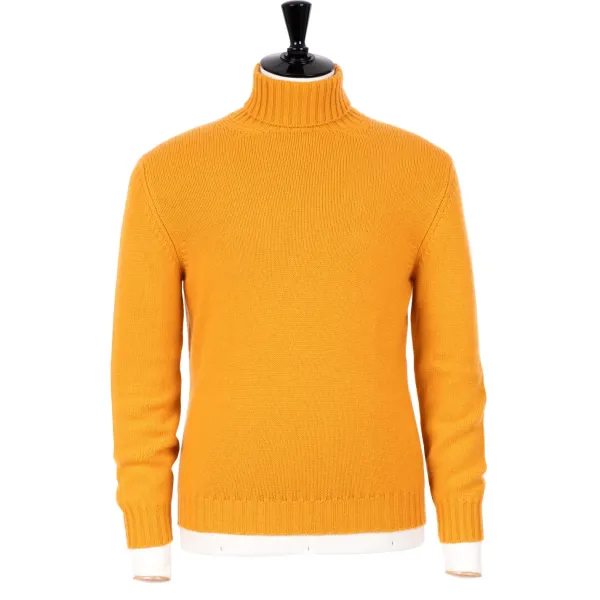 Fedeli Exclusive To Michael Jondral: Orange Scottish 4-Ply Cashmere Turtlenec