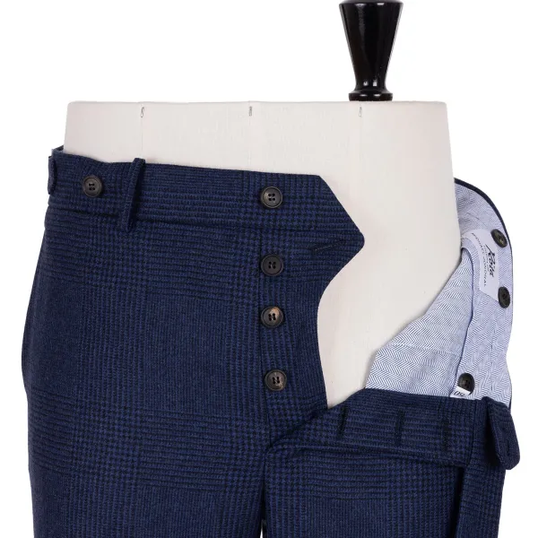 Rota Sartorial Exclusive To Michael Jondral: Blue Checked Flannel Pants "Galles" In P
