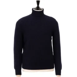 Fedeli Exclusively For Michael Jondral: Dark Blue Turtleneck Sweater Made Of