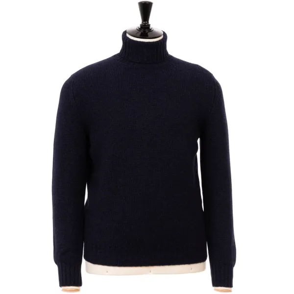 Fedeli Exclusively For Michael Jondral: Dark Blue Turtleneck Sweater Made Of
