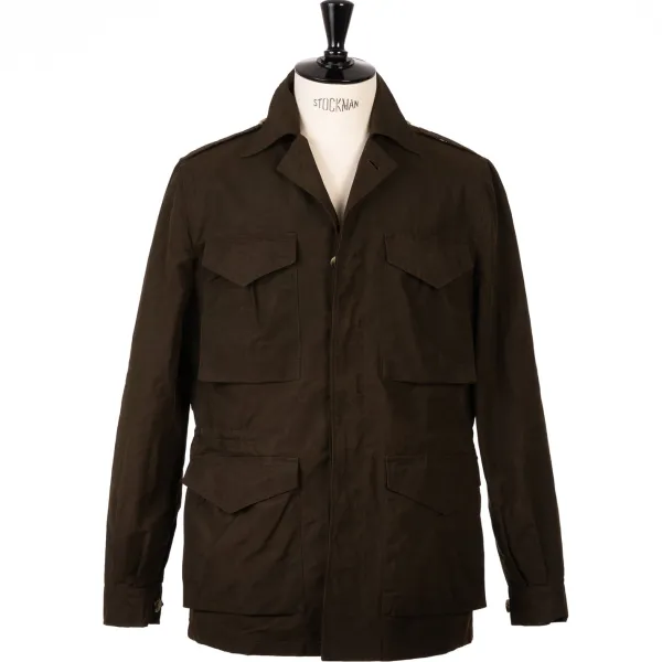 Justo Gimeno Field Jacket "Travis" In Waxed Tec Cotton