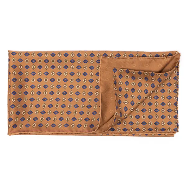 Cesare Attolini Foulard Neckerchief "Cornici Barocche" In Pure English Silk
