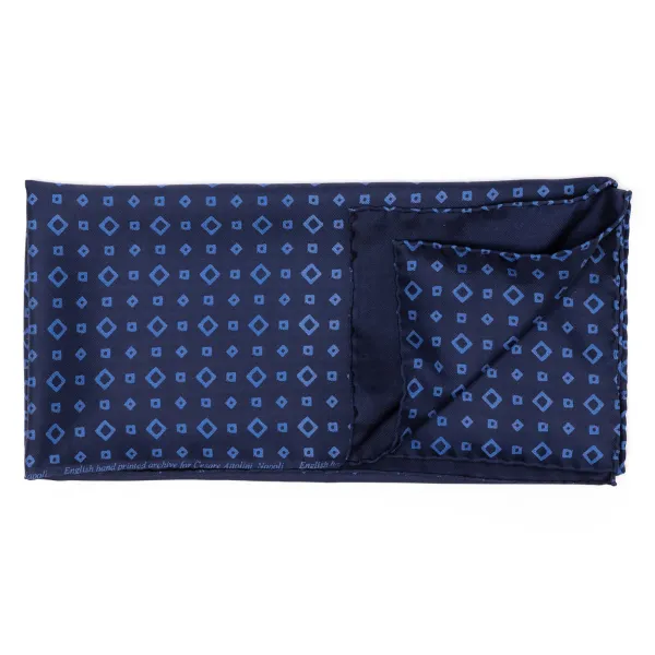 Cesare Attolini Foulard Neckerchief "Cubi" In Pure English Silk