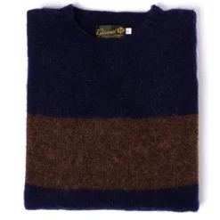 Glenugie Exclusive X Mj: Pure Wool Sweater "College Stripe Jumper" - C