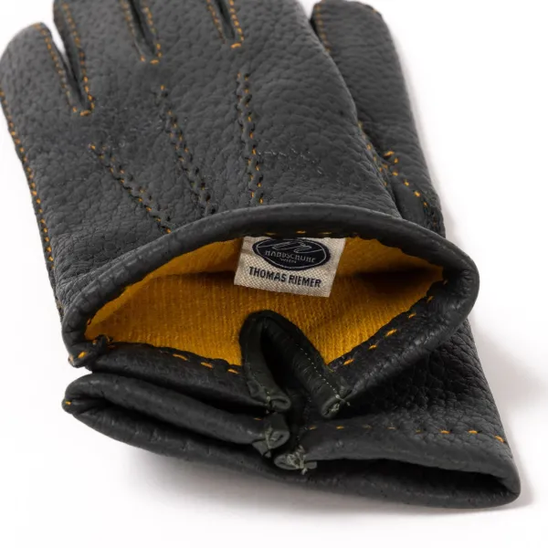 Thomas Riemer Wien Glove "Auerberg" Made Of Peccary Leather With Cashmere Lining - Hand S