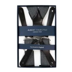 Albert Thurston Grey Braces "Gangs Of New York" With Herringbone Pattern And Buttons