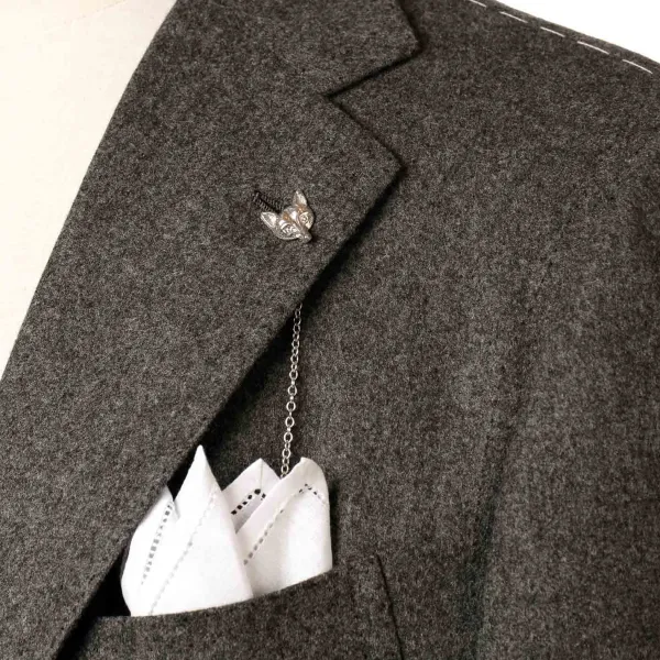 Cesare Attolini Grey Suit "Flanella Pipi" Made Of English Wool By Fox Brother'S - Pure