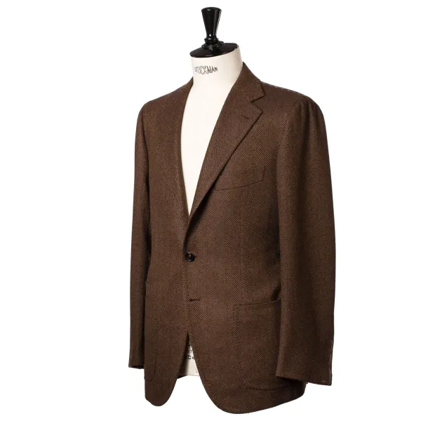 Cesare Attolini Jacket "Herringbone" Made Of Pure Merino Wool From Fox Brother'S - Pur
