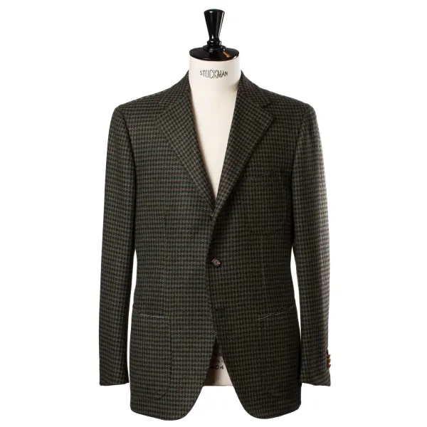 Cesare Attolini Jacket "Houndstooth" Made Of Pure Merino Wool By Fox Brother'S - Pure