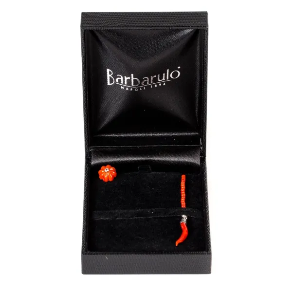 Barbarulo Napoli Lapel Chain "Coral Flower Diamond" Made Of Sterling Silver - Purely Ha