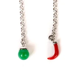 Barbarulo Napoli Lapel Chain "Jade" Made Of Sterling Silver - Handcrafted