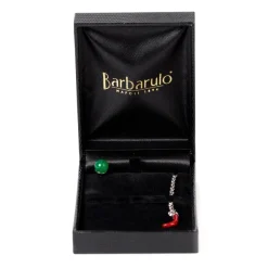 Barbarulo Napoli Lapel Chain "Jade" Made Of Sterling Silver - Handcrafted