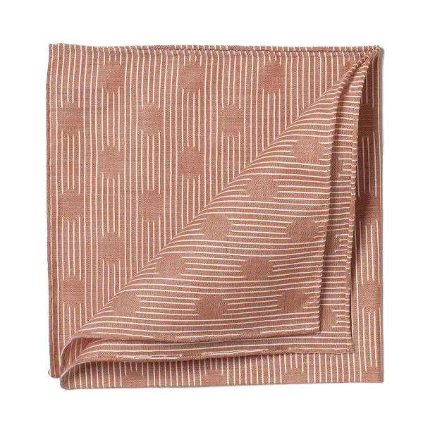 Simonnot-Godard Light Brown Patterned Cotton Pocket Square