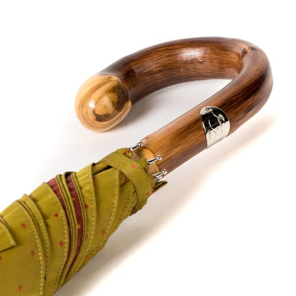 Maglia Light Green Umbrella With Light Pink Dots And Handle Made Of Chestnut Wood