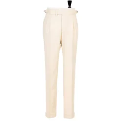 Cesare Attolini Limited Edition: Ivory Pants "Cricket Storico" Made Of English Wool -