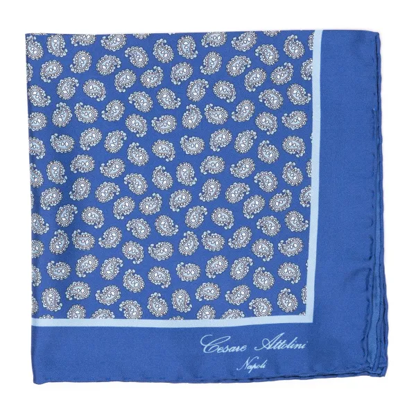 Cesare Attolini Limited Edition: Pure Silk Pocket Square "Paisley Danzante" - Handroll