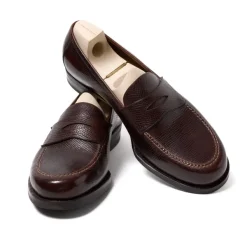 Saint Crispin's Loafer "American Casual Penny" Made Of Dark Brown Grained Calfskin - P