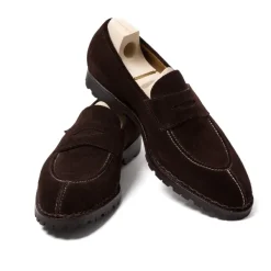 Saint Crispin's Loafer "Norvegian Split Toe" Made Of Dark Brown Suede Leathe