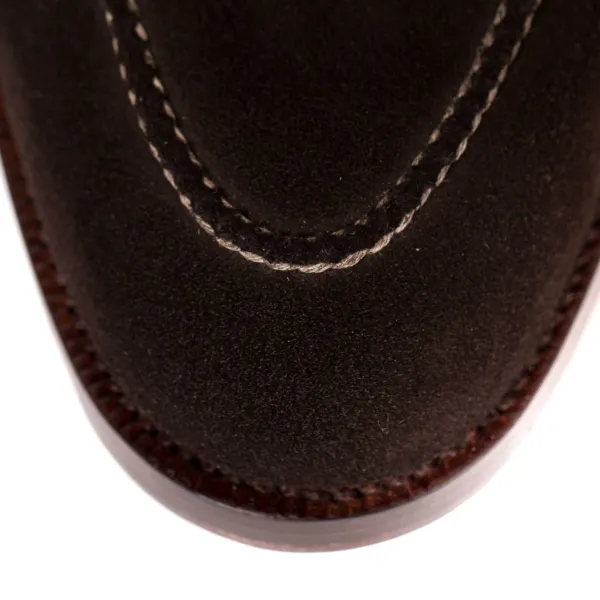 Saint Crispin's Loop Loafer "Croc-Tassel" Made Of Brown Suede "Hunting" - Purely Handc