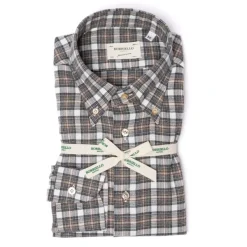Borriello Madras Check Brushed Vintage Cotton Flannel Sport Shirt - Linea Passio