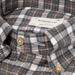 Borriello Madras Check Brushed Vintage Cotton Flannel Sport Shirt - Linea Passio
