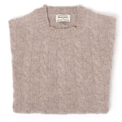 William Lockie Mj Exclusive: Pure Geelong Lambswool "Crew Cable-Rib" Sweater - 3 Ply