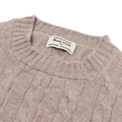 William Lockie Mj Exclusive: Pure Geelong Lambswool "Crew Cable-Rib" Sweater - 3 Ply