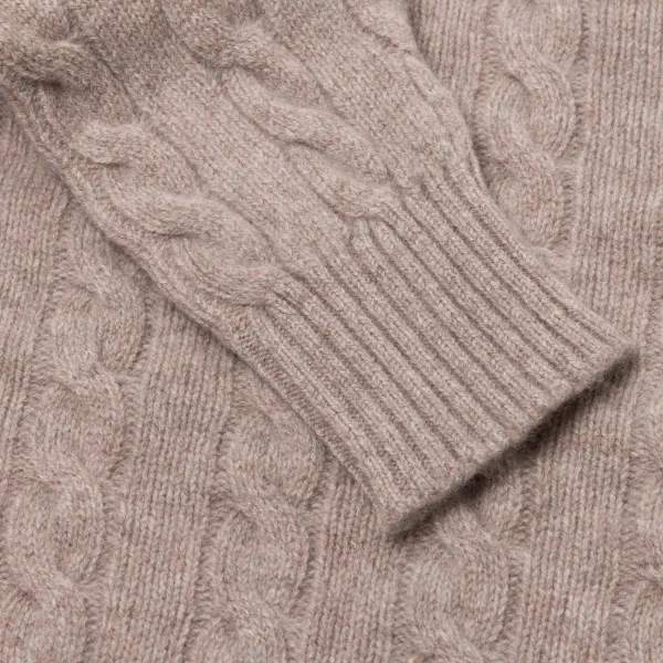 William Lockie Mj Exclusive: Pure Geelong Lambswool "Crew Cable-Rib" Sweater - 3 Ply