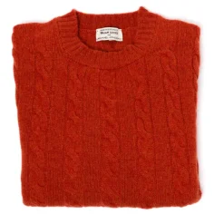 William Lockie Mj Exclusive: Pure Geelong Lambswool "Crew Cable-Rib" Sweater - 3 Ply