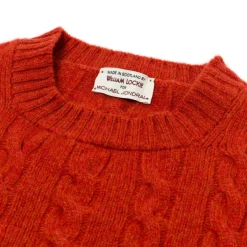 William Lockie Mj Exclusive: Pure Geelong Lambswool "Crew Cable-Rib" Sweater - 3 Ply