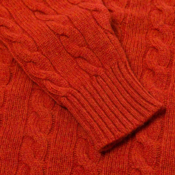 William Lockie Mj Exclusive: Pure Geelong Lambswool "Crew Cable-Rib" Sweater - 3 Ply