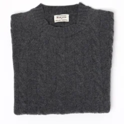 William Lockie Mj Exclusive: Sweater "Crew Cable-Rib" Made Of Pure Geelong