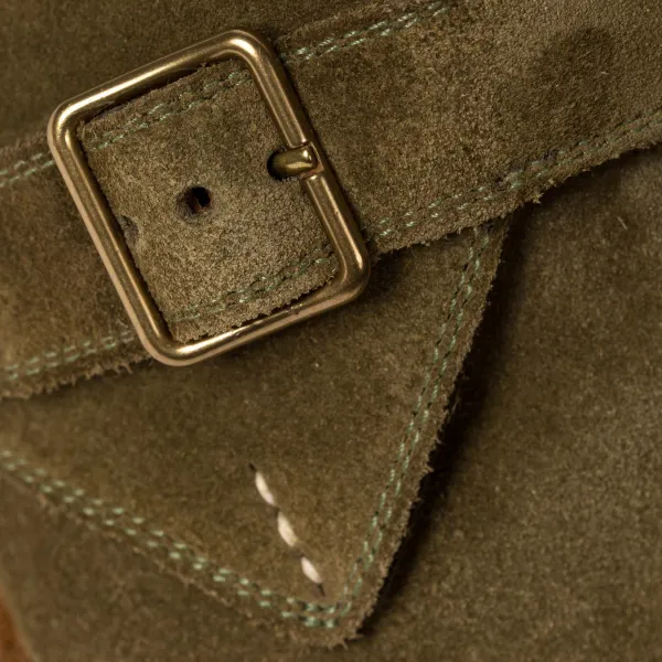 Saint Crispin's Monk "Classic" Made Of Olive Green Suede - Purely Handcrafted