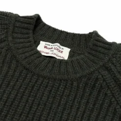 William Lockie Moss Green Pure Lambswool Sweater "Joss Earl" - 8 Ply