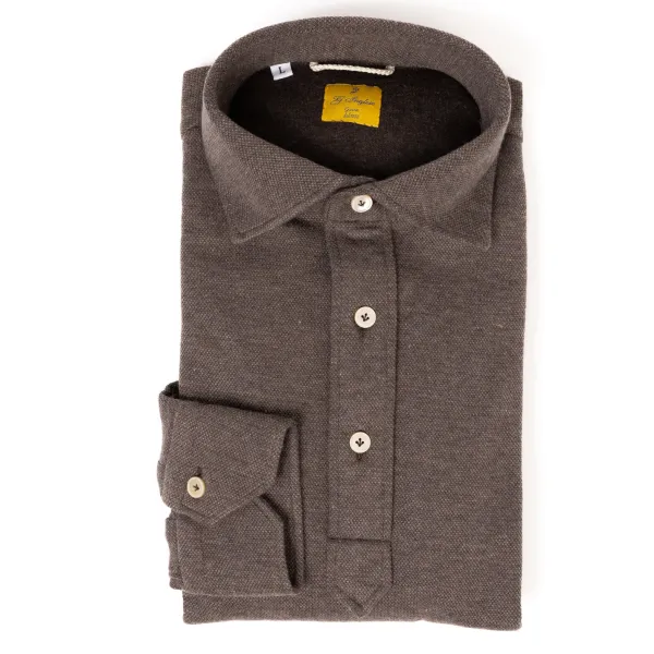 G. Inglese Nougat Brown Polo Shirt "Jfk" Made Of Cotton And Cashmere - Purely Han