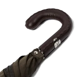 Maglia Olive-Colored Sporty Umbrella With Hand-Sewn Leather Handle