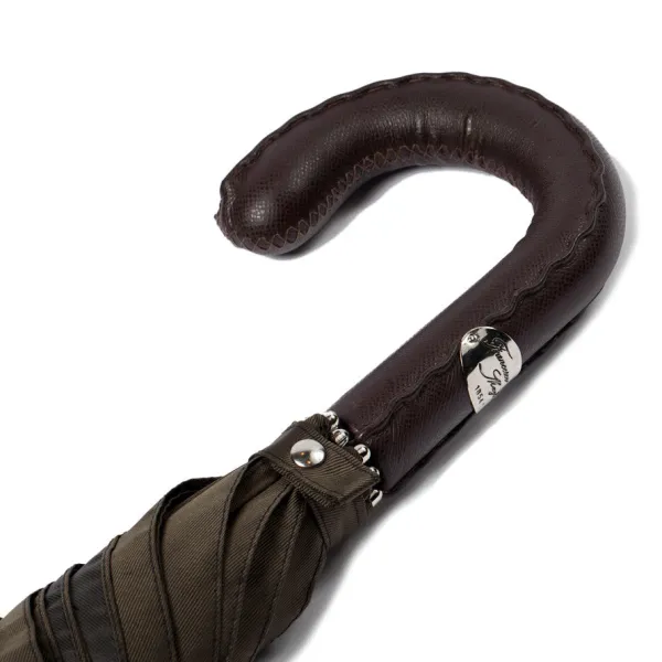 Maglia Olive-Colored Sporty Umbrella With Hand-Sewn Leather Handle