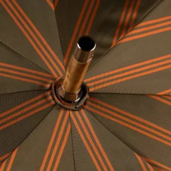 Maglia Olive-Colored Striped Umbrella With Wooden Handle