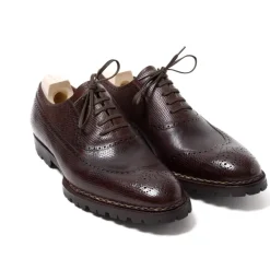 Saint Crispin's Oxford "Longwing Sport Brogue" Made Of Dark Brown Grained Ca