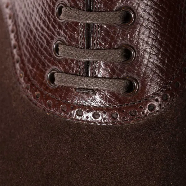 Saint Crispin's Oxford "Saddle" Made Of Dark Brown Full-Grained Leather With Brown Sad