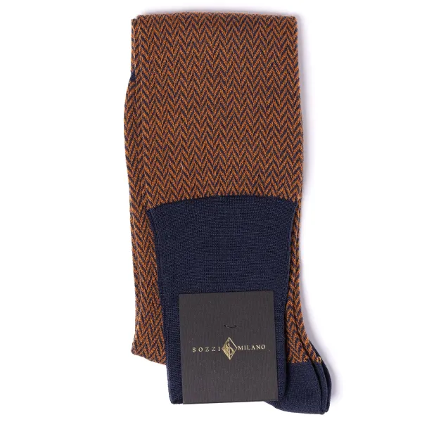 Sozzi Patterned Knee Sock "Herringbone Pattern" From Merino Wool