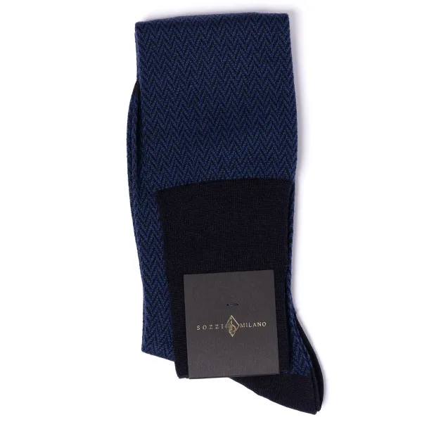 Sozzi Patterned Knee Sock "Herringbone Pattern" From Merino Wool
